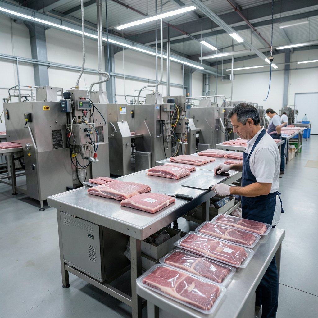 automação no processamento de carnes